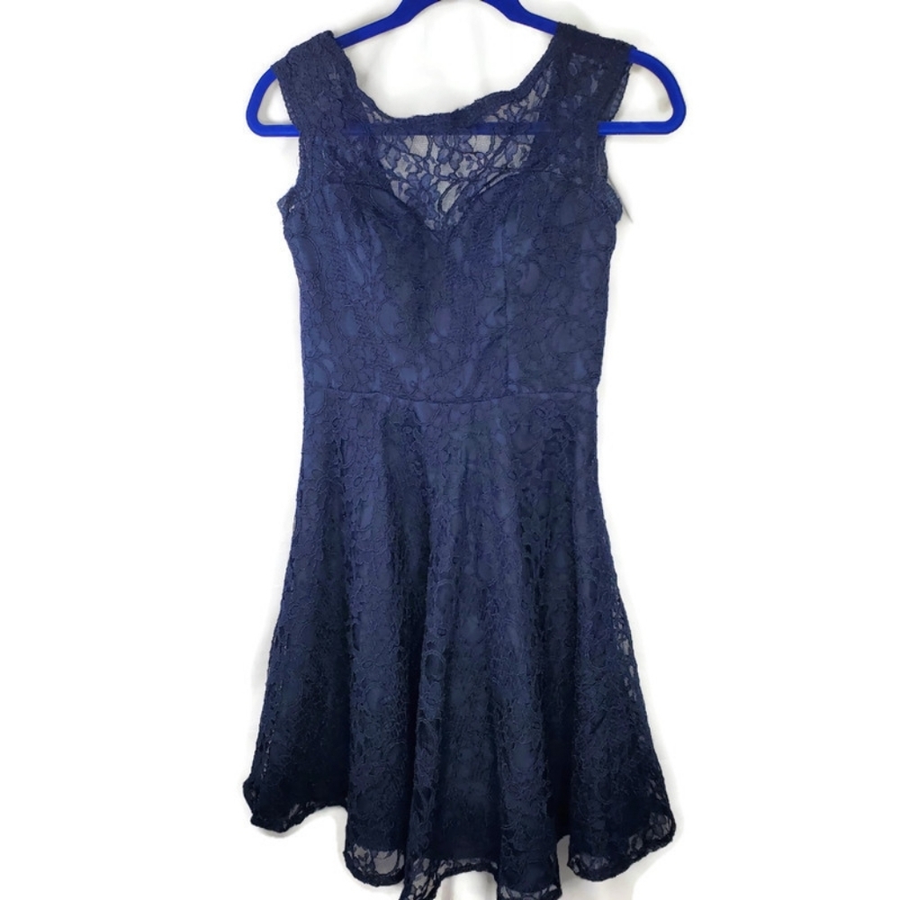 MoriLee by Madeline Gardner Navy Lace Bridesmaid Dress Size 6